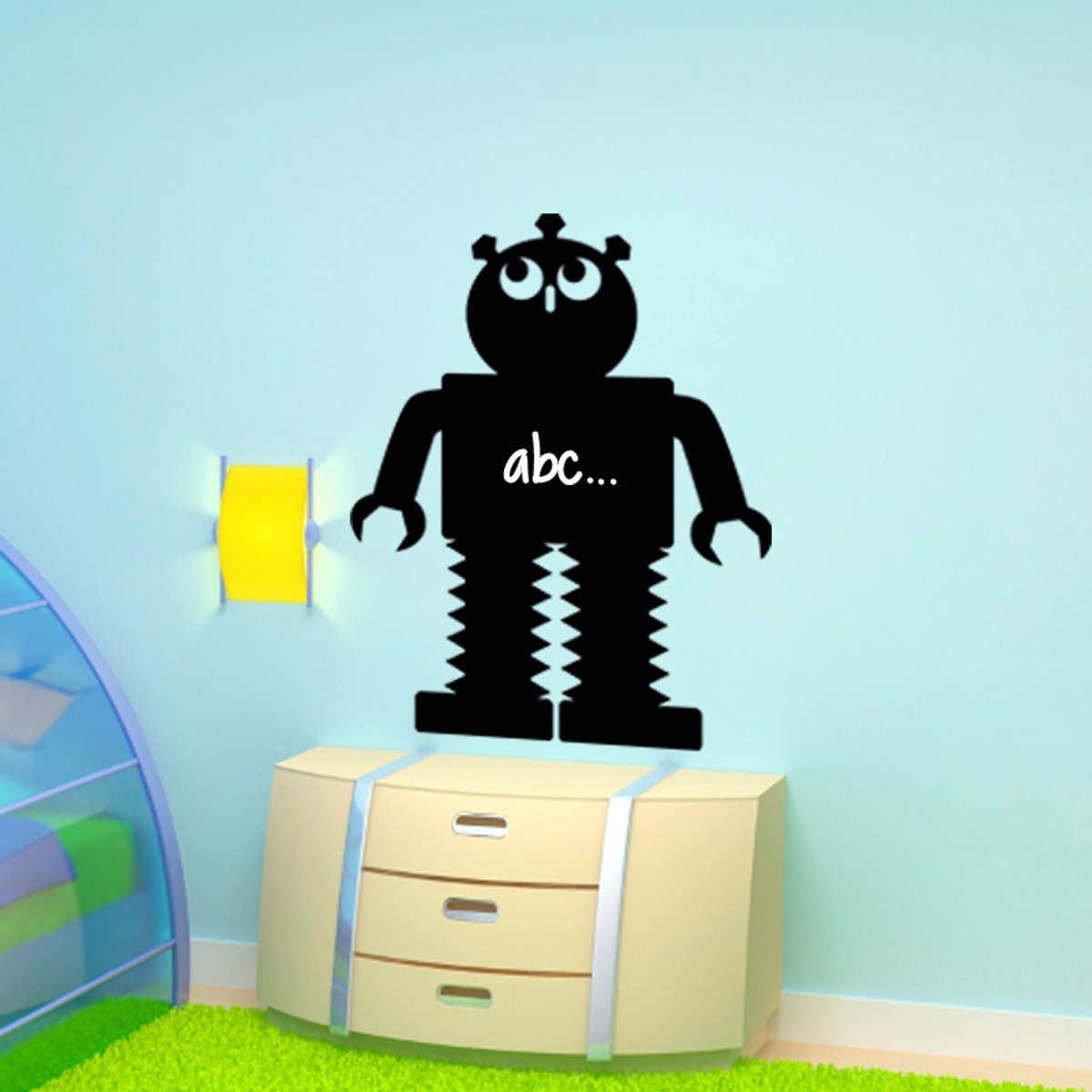 Schoolbordsticker - uitwisbare zelfklevende muurstickers - ROBOT I SILHOUETTE - 35x30cm