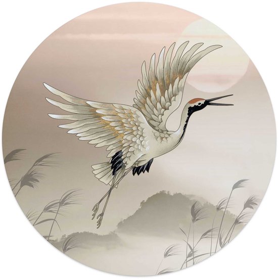 Reinders Glasschilderij Kraanvogels in Pastel - Ø 50cm - Glas - REINDERS