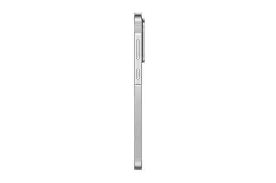 Zijkant van een zilverkleurige Samsung Galaxy A56 5G.