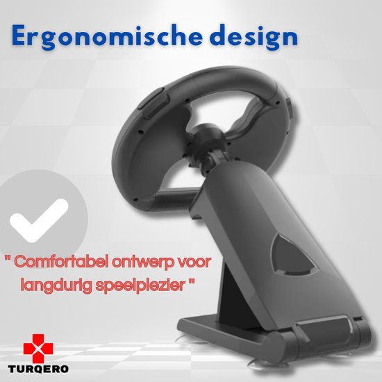 Turqero© Stuurwiel voor Nintendo Switch Joy-Con - Race Stuur - Racing wheel - Accessoires - geschikt voor Switch & OLED - Zwart van Turqero© — afbeelding 3