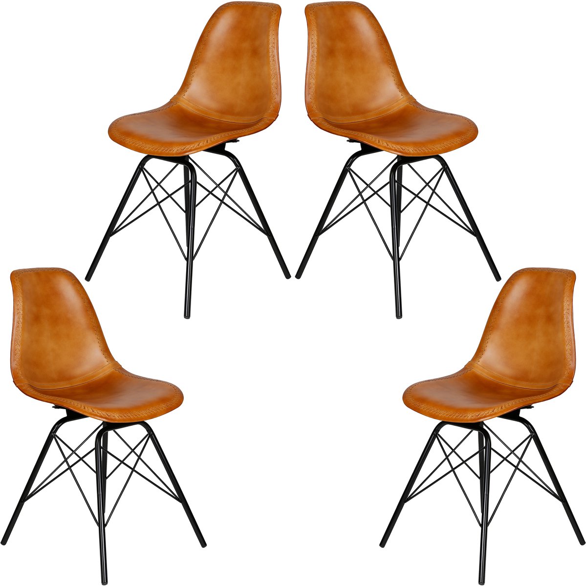 Casa Moro Eetkamerstoel leer cognac - Leren fauteuil Esszimmer Stuhl Leder Cognac