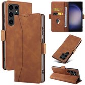 Étui adapté pour Samsung Galaxy S25 Ultra - Bookcase - Porte-cartes - Portefeuille - Simili cuir - Marron