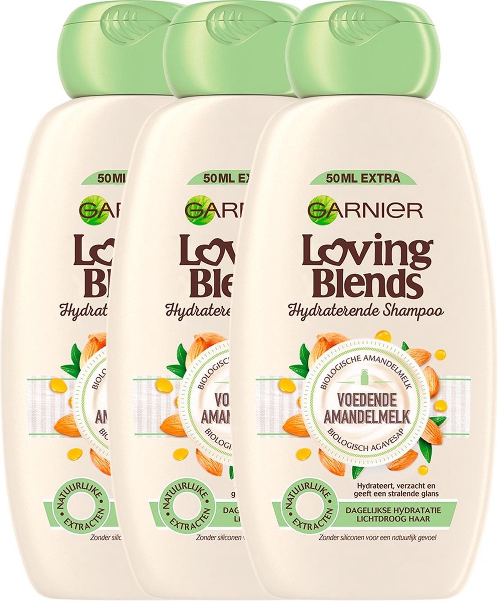 Garnier Loving Blends Shampoo Voedende Amandelmelk 3 x 300 ml