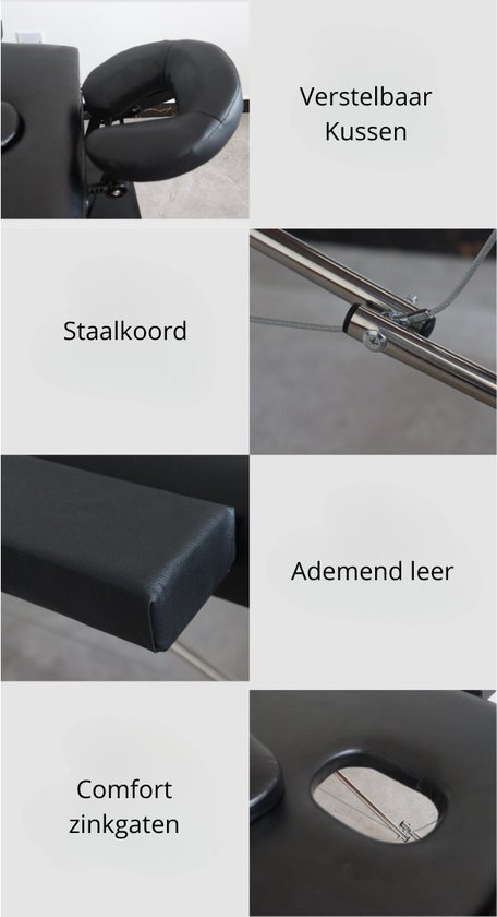 Livista® Multifunctionele Massagetafel - Opvouwbaar - Hoogwaardig Schuim - Verstelbare Hoogte (8 standen) - Draagvermogen 250KG - Inclusief Opbergtas - Zwart