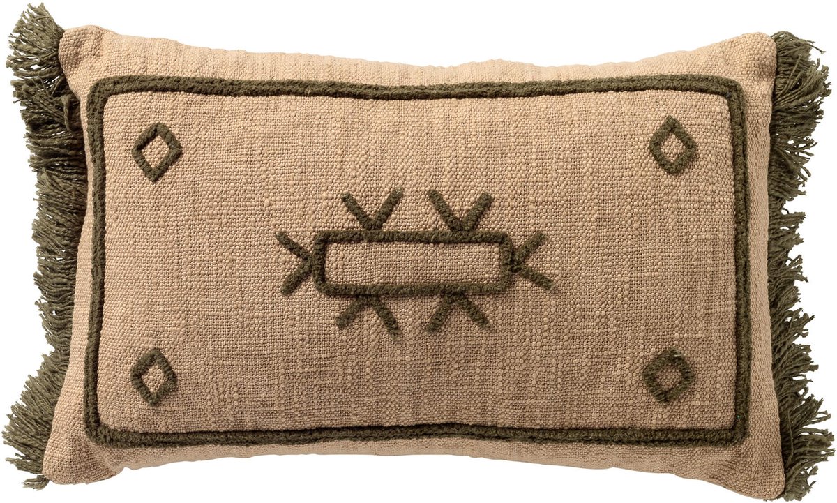 Dutch Decor CIRO - kussenhoes 30x50 cm - etnisch dessin - Mayfly - groen - met rits - zonder binnenkussen Olijfgroen