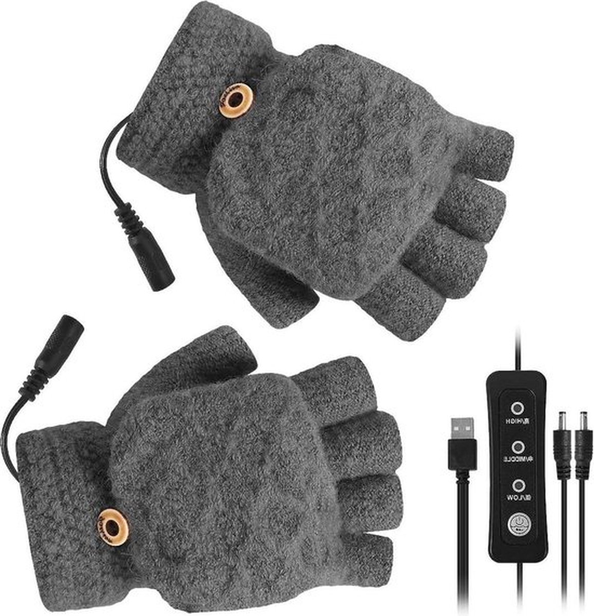 USB verwarmde handschoenen - winter handschoenen met elektrische verwarming voor mannen en vrouwen - 3 temperatuurinstellingen