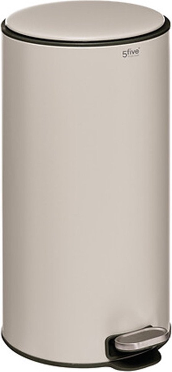 Goedkoopste 5Five Prullenbak/pedaalemmer Delta - beige - metaal - 30 liter - 39 x 33 x 62 cm - keuken afvalbak
