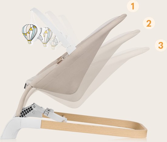 Lionelo Lilac Wipstoel-Schommelstoel - Verstelbare Rugleuning - Hypoallergene Bamboestof - Plat Opvouwbaar - Inclusief Afneembare Speelboog van LIONELO — afbeelding 4