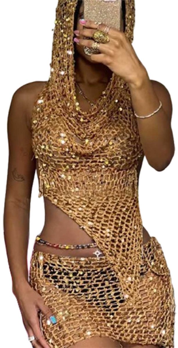 Cover-up zomer set - 3-delig - Sexy - Short - Hemd - Sjaal - Transparant - Vrouw