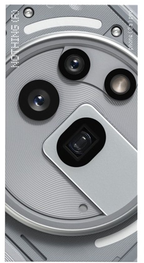 Close-up van de dubbele camera en LED-flitsers van de Nothing Phone.