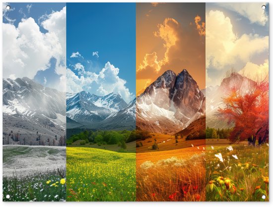 Tuinposter 120x90 cm - Tuindecoratie Landschap - 4 seizoenen - Natuur