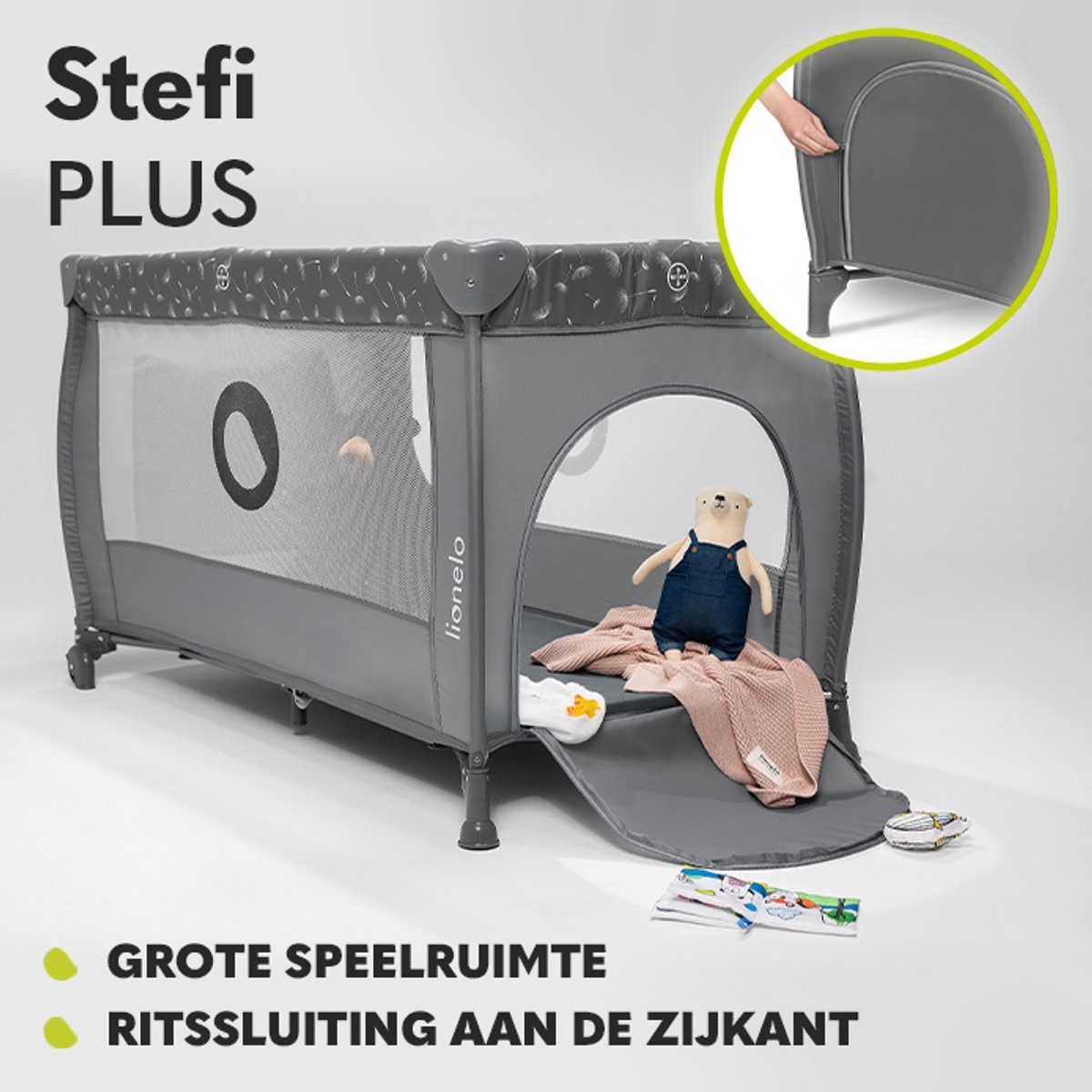 Lionelo Stefi Plus Campingbedje 4-in-1 met Matras 60x120 thumbnail 4