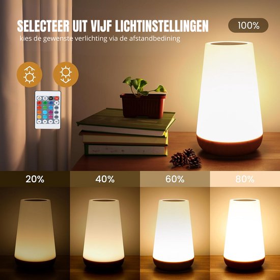 2 stuks - Nachtlampje Volwassenen - Tafellamp slaapkamer - USB oplaadbaar Nachtlampje Kinderen - Leeslamp - Wake-up Light - Sfeerlamp - LED verlichting - Bedlamp voor Baby, Kinderen & Volwassenen - Leeslampje Volwassenen