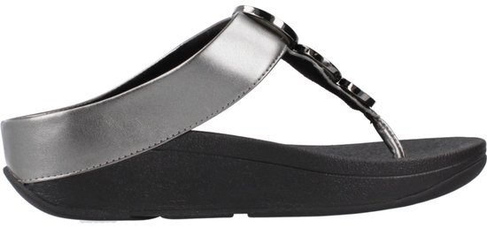 FitFlop Halo Bead-Circle Metallic Toe-Post Sandals ZWART - Maat 36 | bol