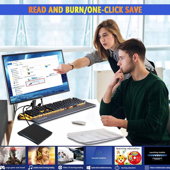 DVD Brander - DVD Brander Externe - USB 3.0 - DVD/CD/ROM Brander - Hoge Snelheid Gegevensoverdracht - Draagbare - Zwart — afbeelding 3
