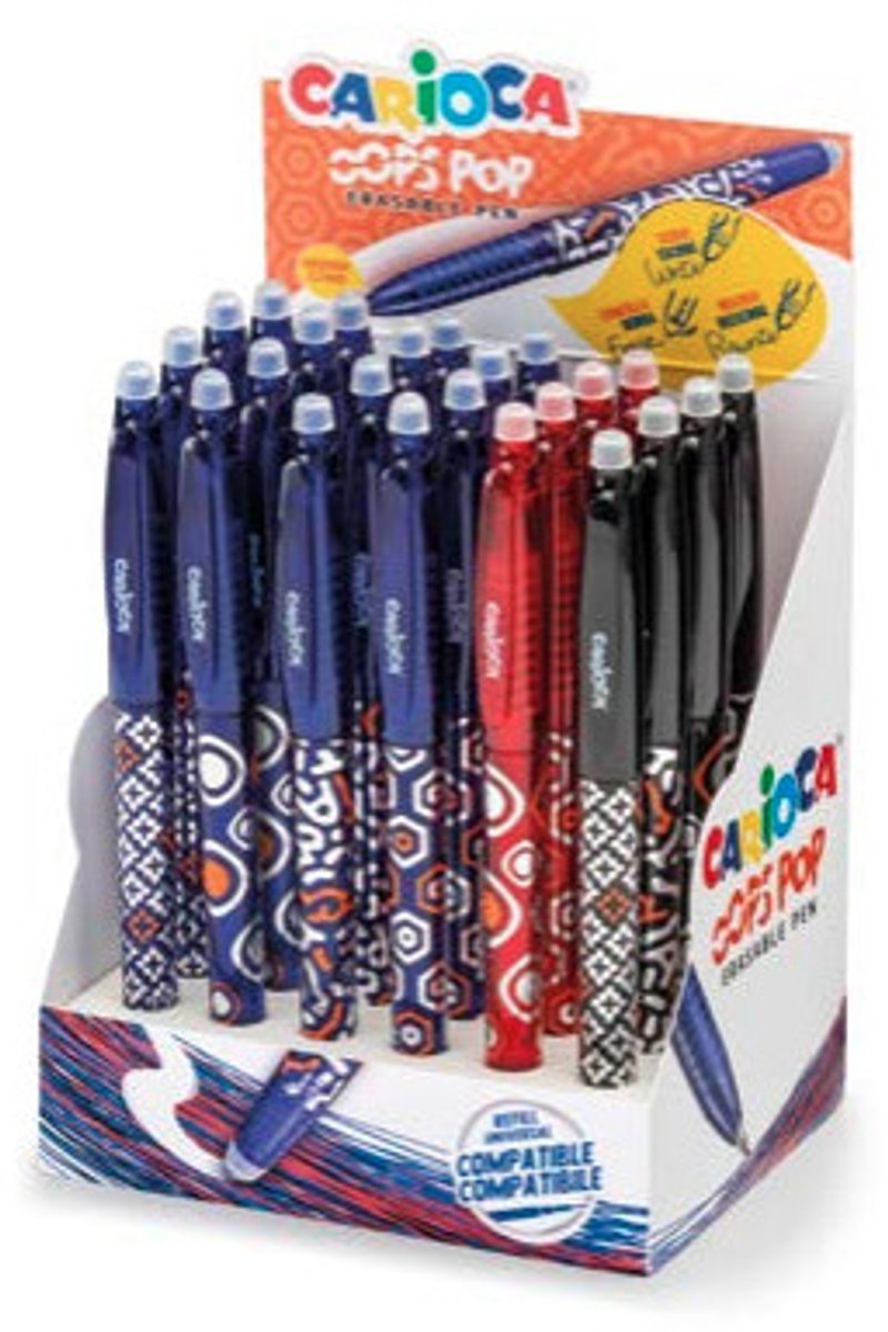 Carioca 41045 balpen Zwart, Blauw, Rood Stick balpen Fijn 24 stuk(s) Meerkleurig