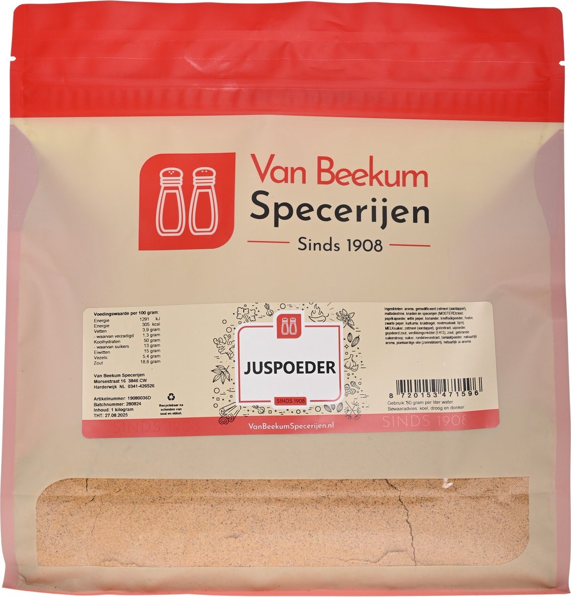 Goedkoopste Van Beekum Specerijen - Juspoeder - 1 kilo (hersluitbare stazak