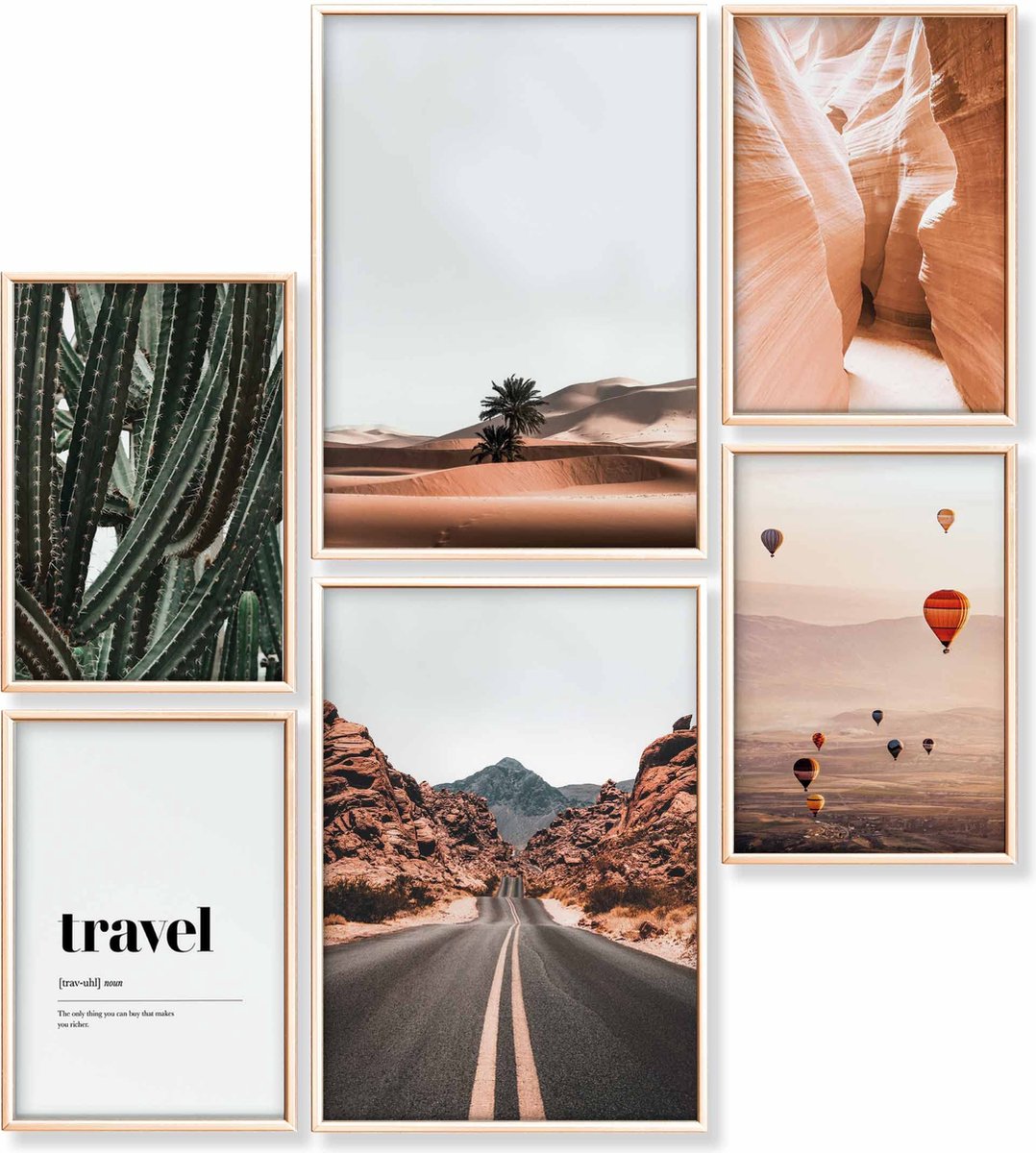 La'Moussawi ® Stijlvolle Posterset voor Diverse Ruimtes met Cactus Woestijnlandschap Designs
