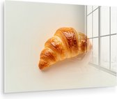 MuchoWow® Glasschilderij 180x120 cm - Schilderij acrylglas - Croissant - Brood - Beige - Foto op glas - Muurdecoratie woonkamer - Wanddecoratie slaapkamer - Schilderijen