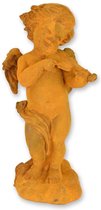 Statue en fonte rouillée d'un putto avec violon