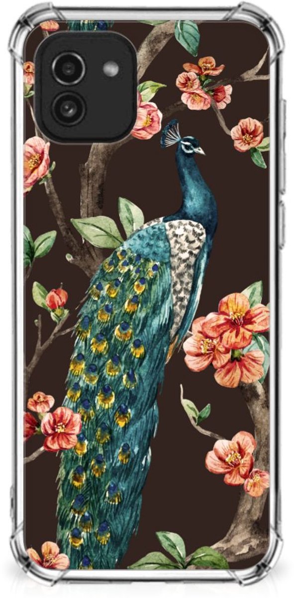 Samsung Galaxy A03 Case Anti-shock Pauw met Bloemen
