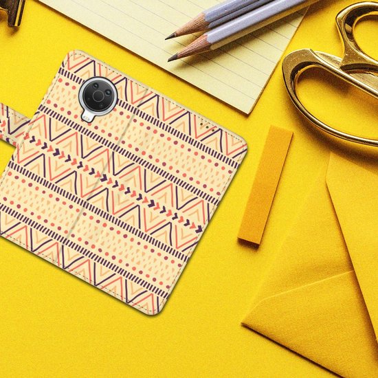 Etui portefeuille Nokia G10 | Étui pour téléphone portable G20 Yellow aztèque