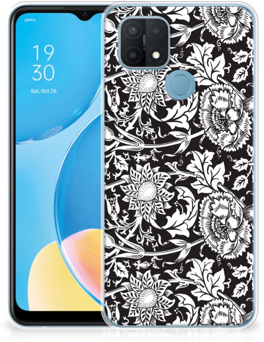 OPPO A15 TPU Case Black Flowers
