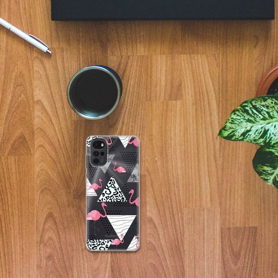 Belle coque arrière en TPU Motorola Moto G22, étui pour téléphone portable, Triangle Flamingo transparent