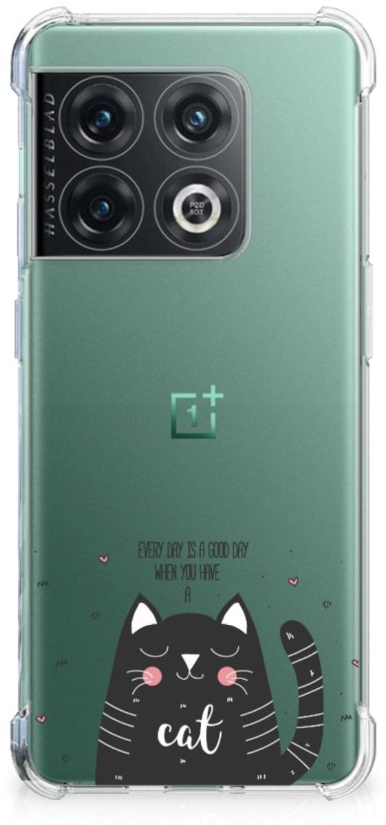 OnePlus 10 Pro Stevig Bumper Hoesje Cat Good Day