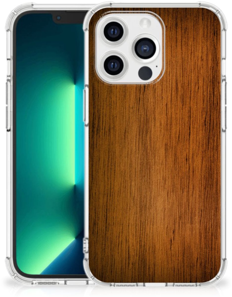iPhone 13 Pro Max Stevig Telefoonhoesje Donker Hout
