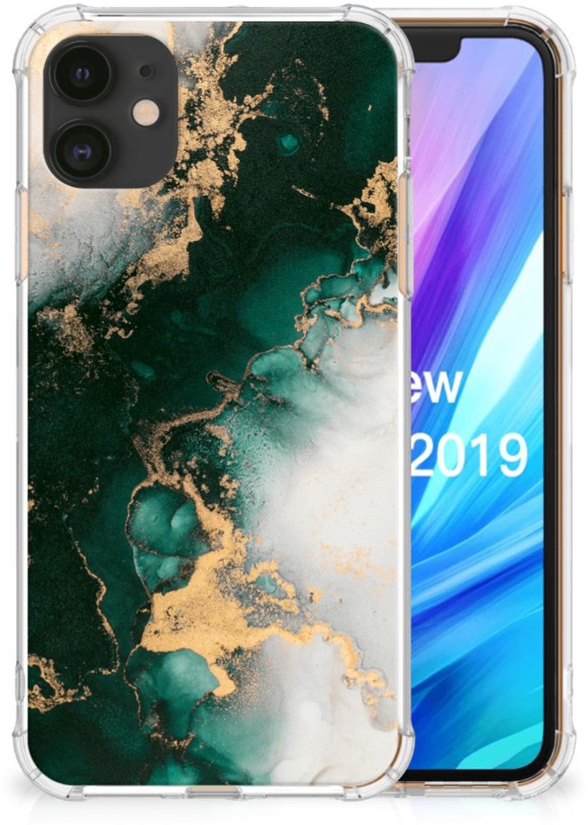 Anti-Shock Hoesje voor Apple iPhone 11 Marmer Groen