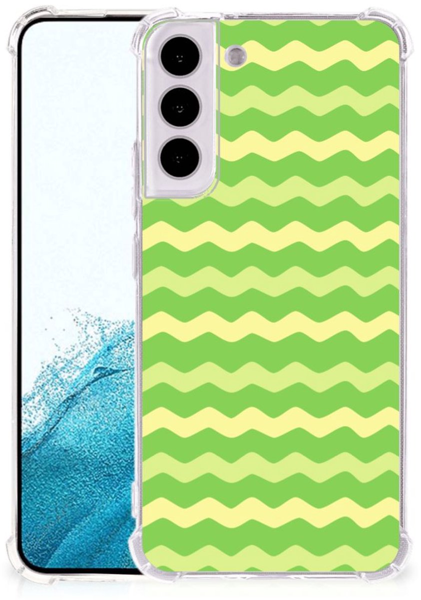 Samsung Galaxy S22 Plus Doorzichtige Silicone Hoesje Waves Green