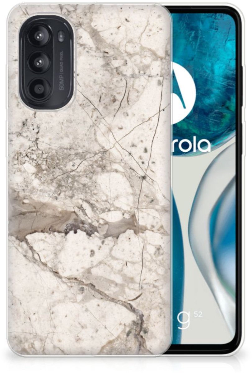 Motorola Moto G52/G82 TPU Siliconen Hoesje Marmer Beige