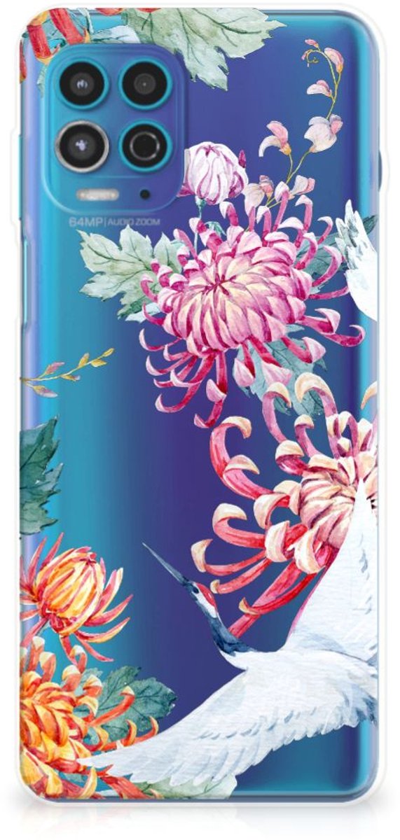 Motorola Moto G100 TPU Hoesje Bird Flowers