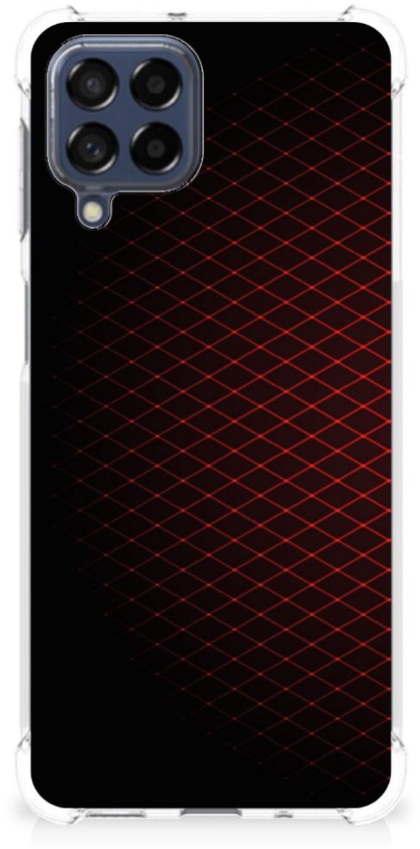 Samsung Galaxy M53 Doorzichtige Silicone Hoesje Geruit Rood