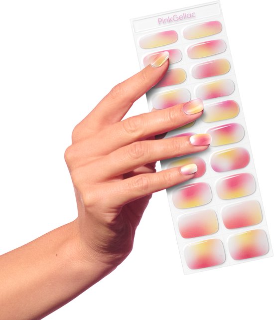 Pink Gellac UV Nagelstickers - Gellak Stickers 0047 Soft Sunset - Nail Art Gel Stickers voor Nagels - 20 stuks in 10 maten