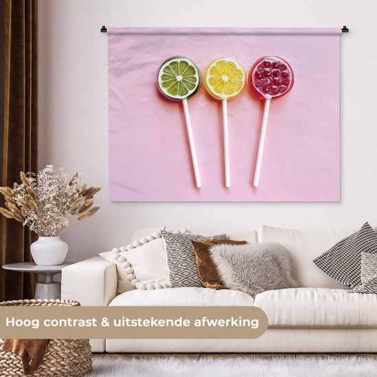 Wandkleed 120x90 cm - Wanddoek Lolly - Snoep - Citrus - Wandtapijt - Wandkleden