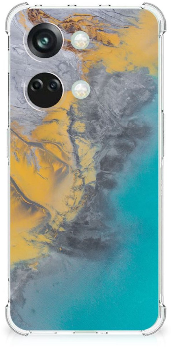 OnePlus Nord 3 Anti-Shock Hoesje Marble Blue Gold
