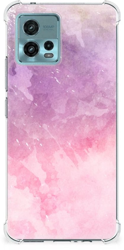 Coque pour smartphone otorola Moto G72, coque de téléphone robuste avec bord transparent, peinture Pink
