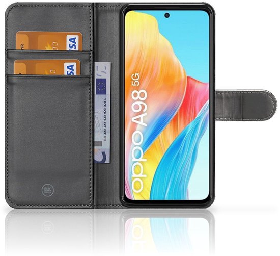 Coque OPPO A98 5G Cuir PU Premium Housse Portefeuille Coque pour Léopard