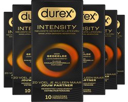 Durex Intensity Condooms - Nieuwste generatie ultradunne, latexvrije condooms voor mannen – Gedeelde lichaamswarmte - 6 x 10 stuks - Voordeelverpakking
