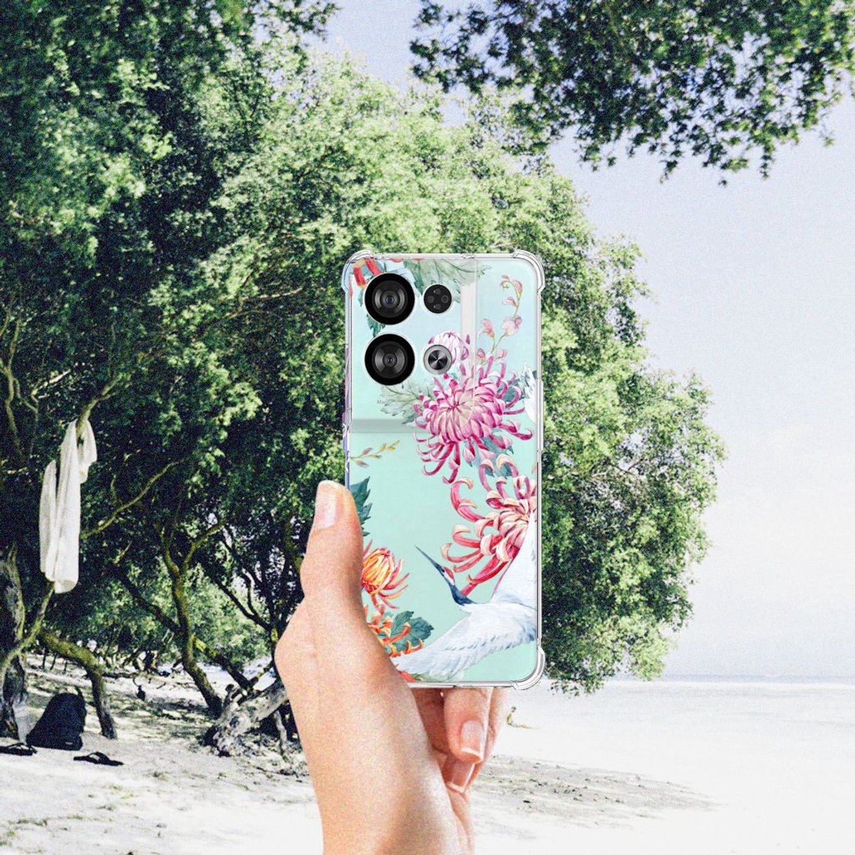 OPPO Reno8 Case Anti-shock Bird Flowers