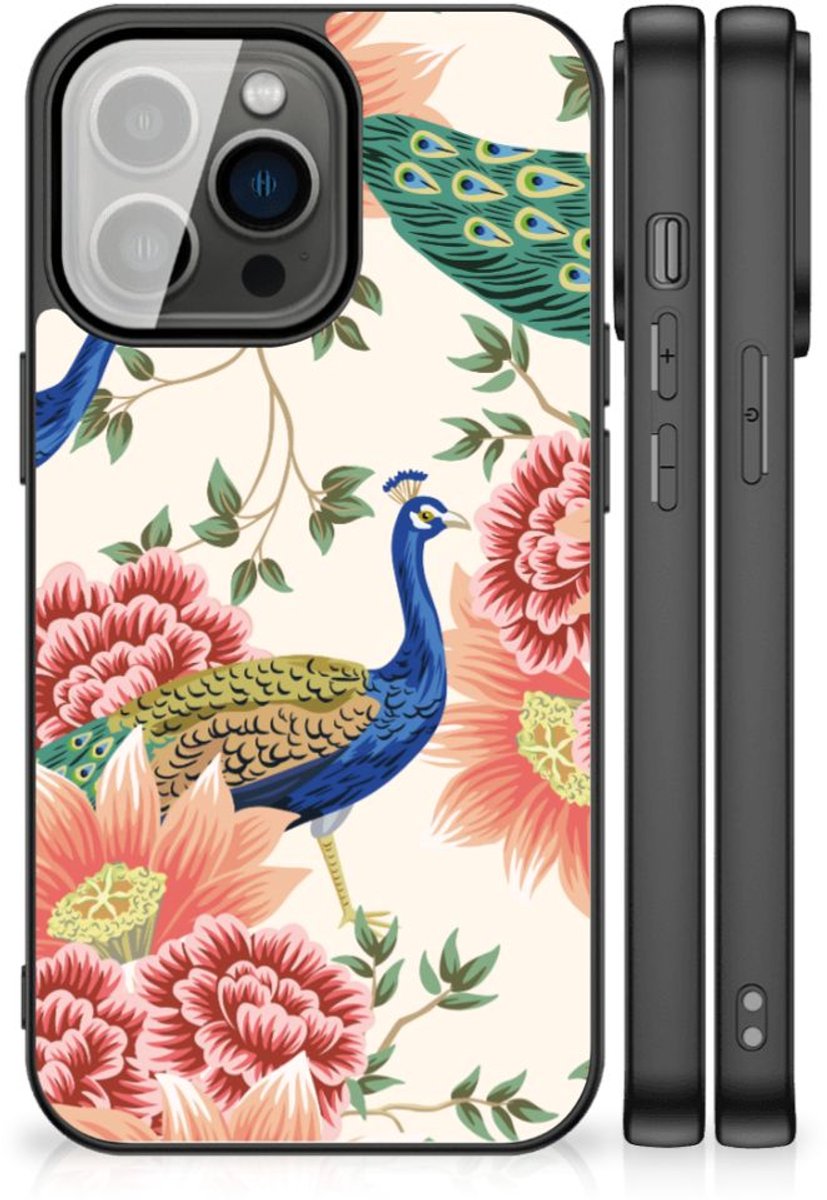 Dierenprint Telefoonhoesje voor iPhone 13 Pro Pink Peacock