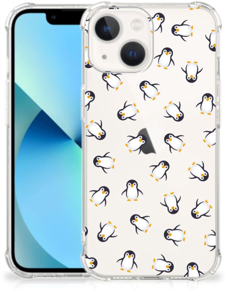 TPU Case Anti-Shock voor Doorzichtige Silicone Hoesje voor iPhone 13 mini Pinguïn