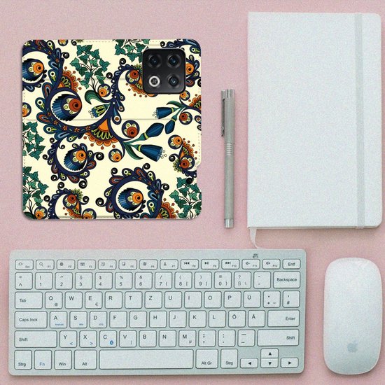 Coque OnePlus 10 Pro Bookcase Fleur Baroque
