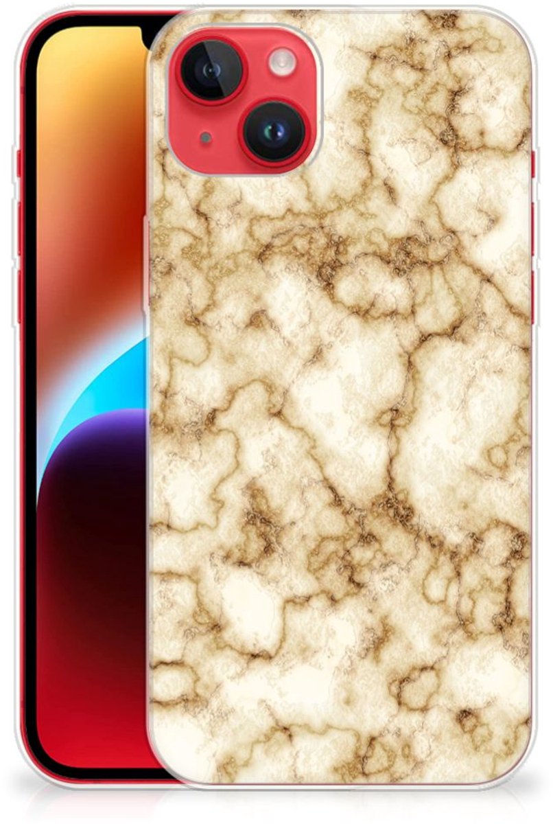 iPhone 14 Plus TPU Siliconen Hoesje Marmer Goud