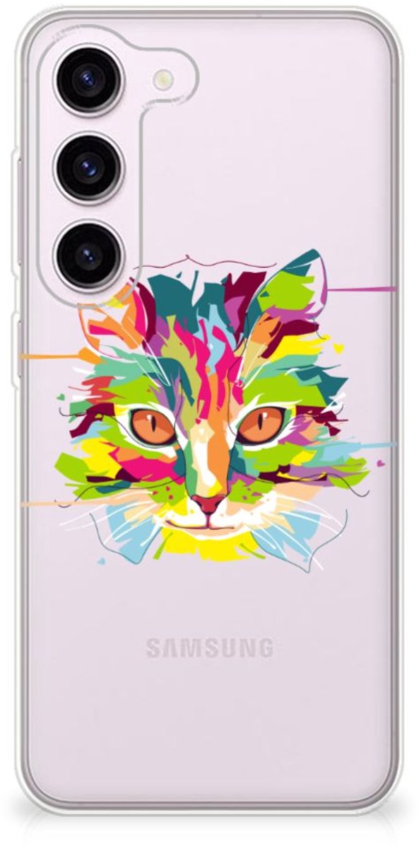 Samsung Galaxy S23 Telefoonhoesje met Naam Cat Color