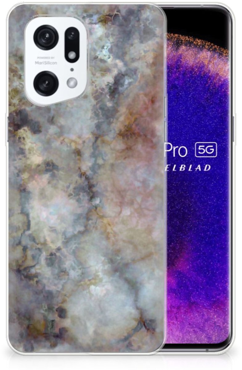 OPPO Find X5 Pro TPU Siliconen Hoesje Marmer Grijs
