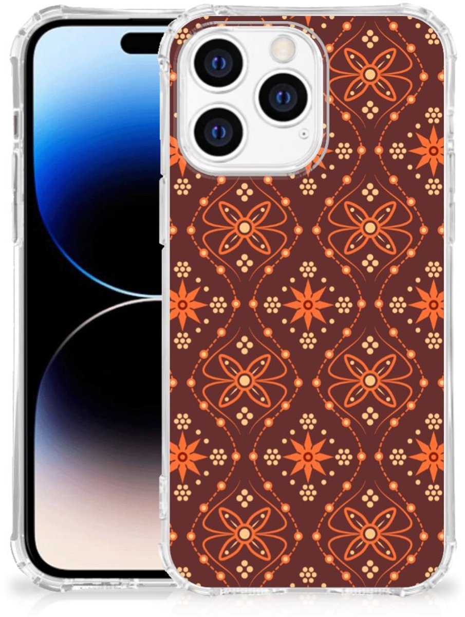 Apple iPhone 14 Pro Max Doorzichtige Silicone Hoesje Batik Brown