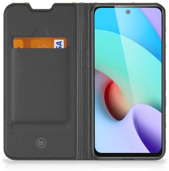 Coque Xiaomi Redmi 10 Etui Portefeuille avec Porte-Cartes Punk Yellow